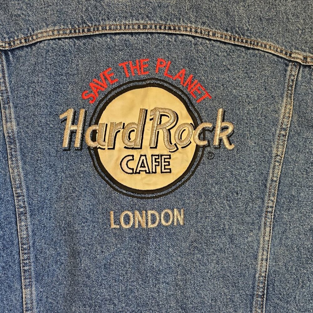 Vtg Levis Jean Jacket M Britain Hard Rock London Denim 70503-02 Trucker 80s 90s - Picture 7 of 14